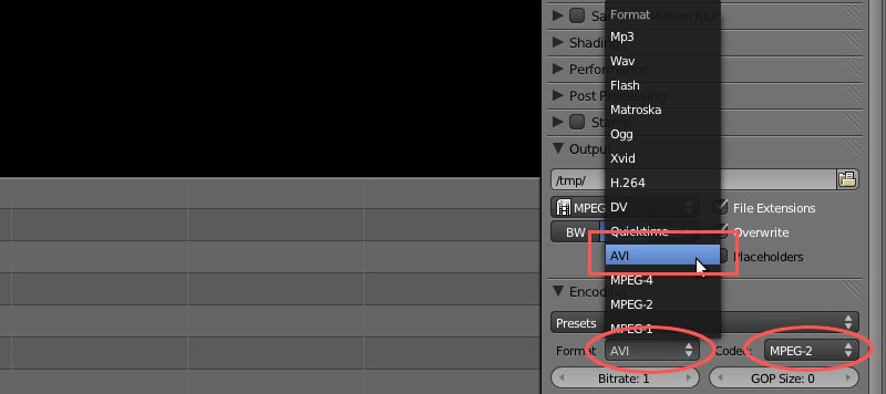 Blender video encoding