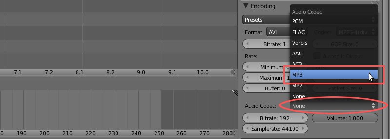 Blender audio encoding