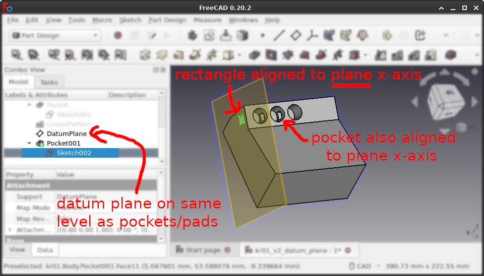 Create pocket from plane axis-aligned rectangle