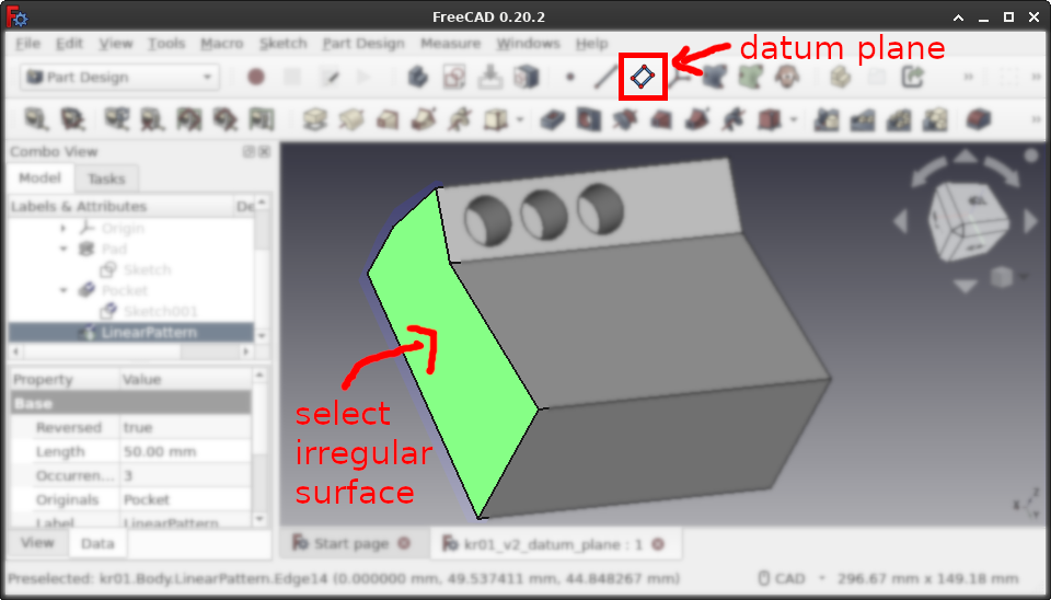 Create a datum plane on some irregular surface