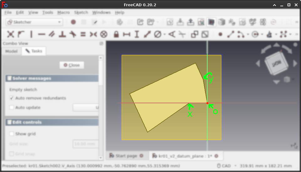 Start sketch on a well-defined datum plane