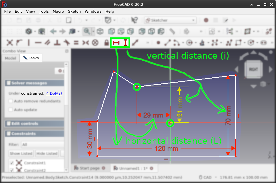 Horizontal and vertical distance constraints