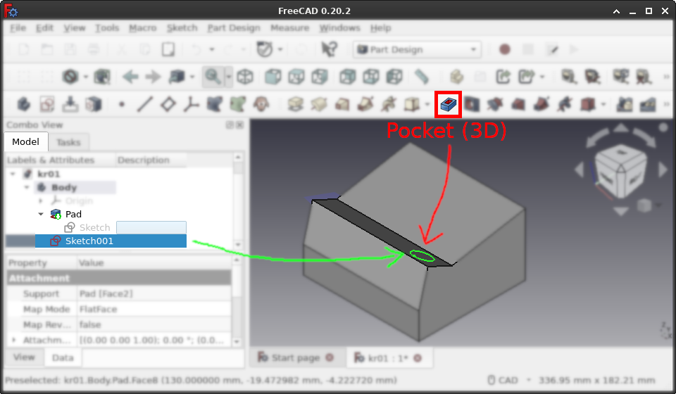 Create a pocket from the circular sketch