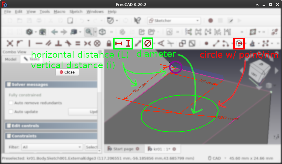 Create circle to extrude to a pocket later