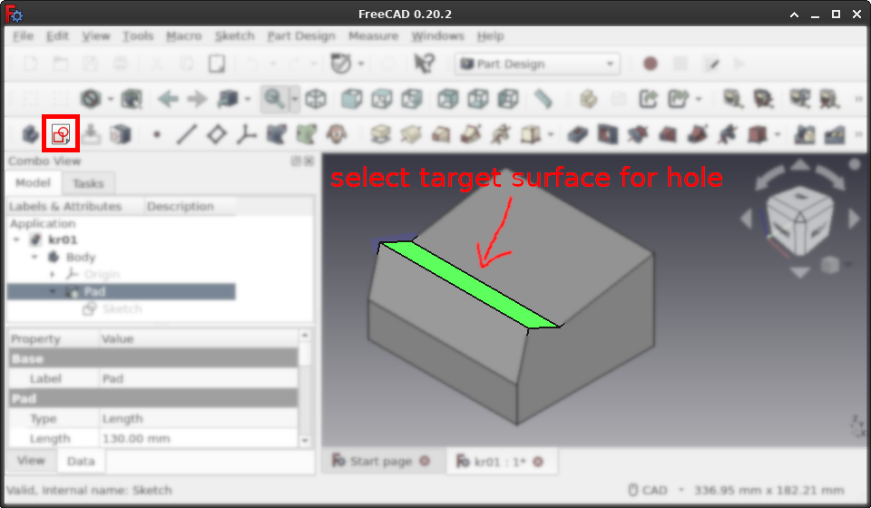 Select surface to punch holes into