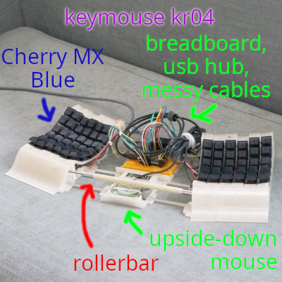 KeyMouse kr04 with roller mouse and two 6x6 keyboards